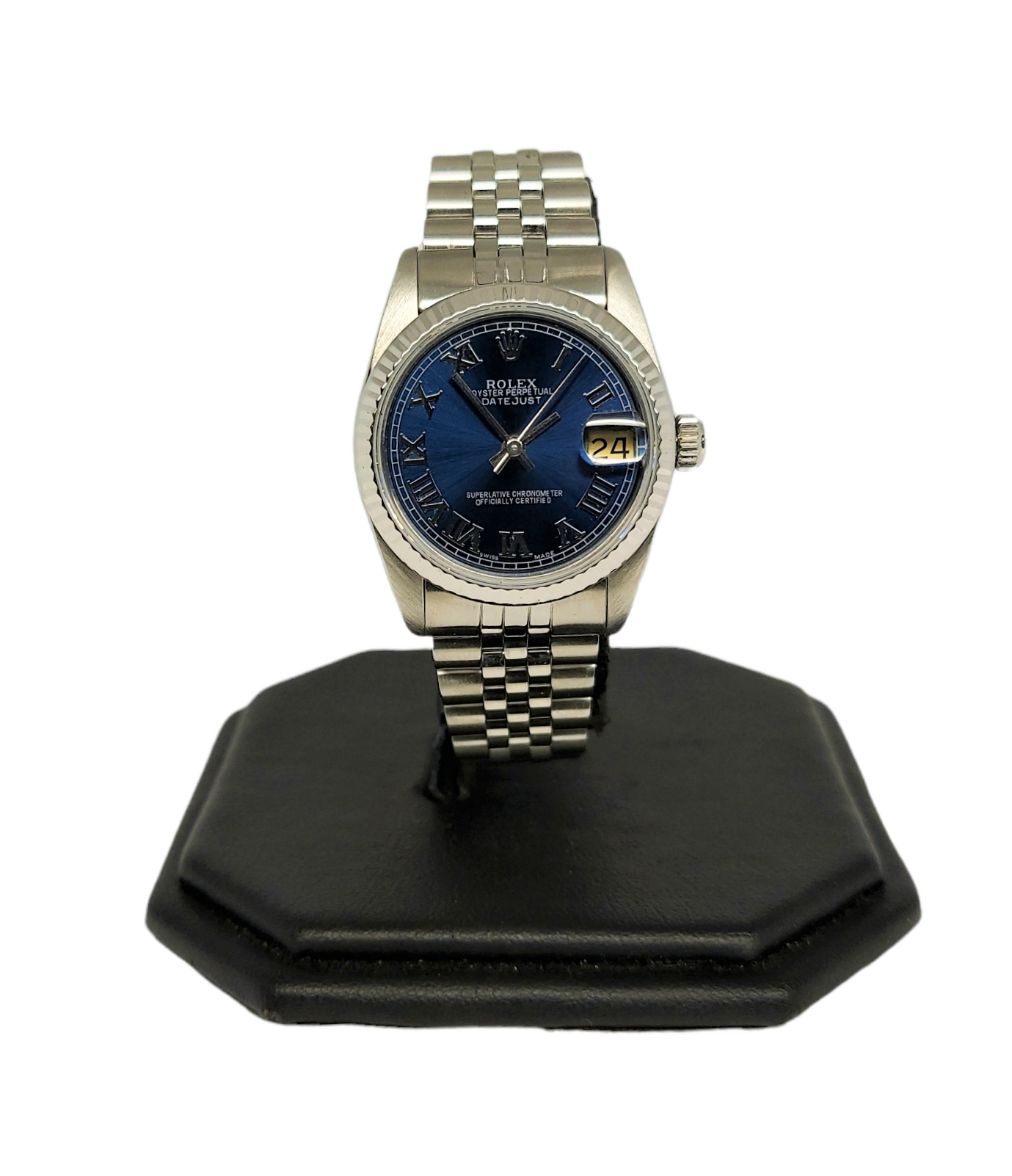 Rolex Ladies 31mm Datejust 68274 Blue Roman Numeral jubilee