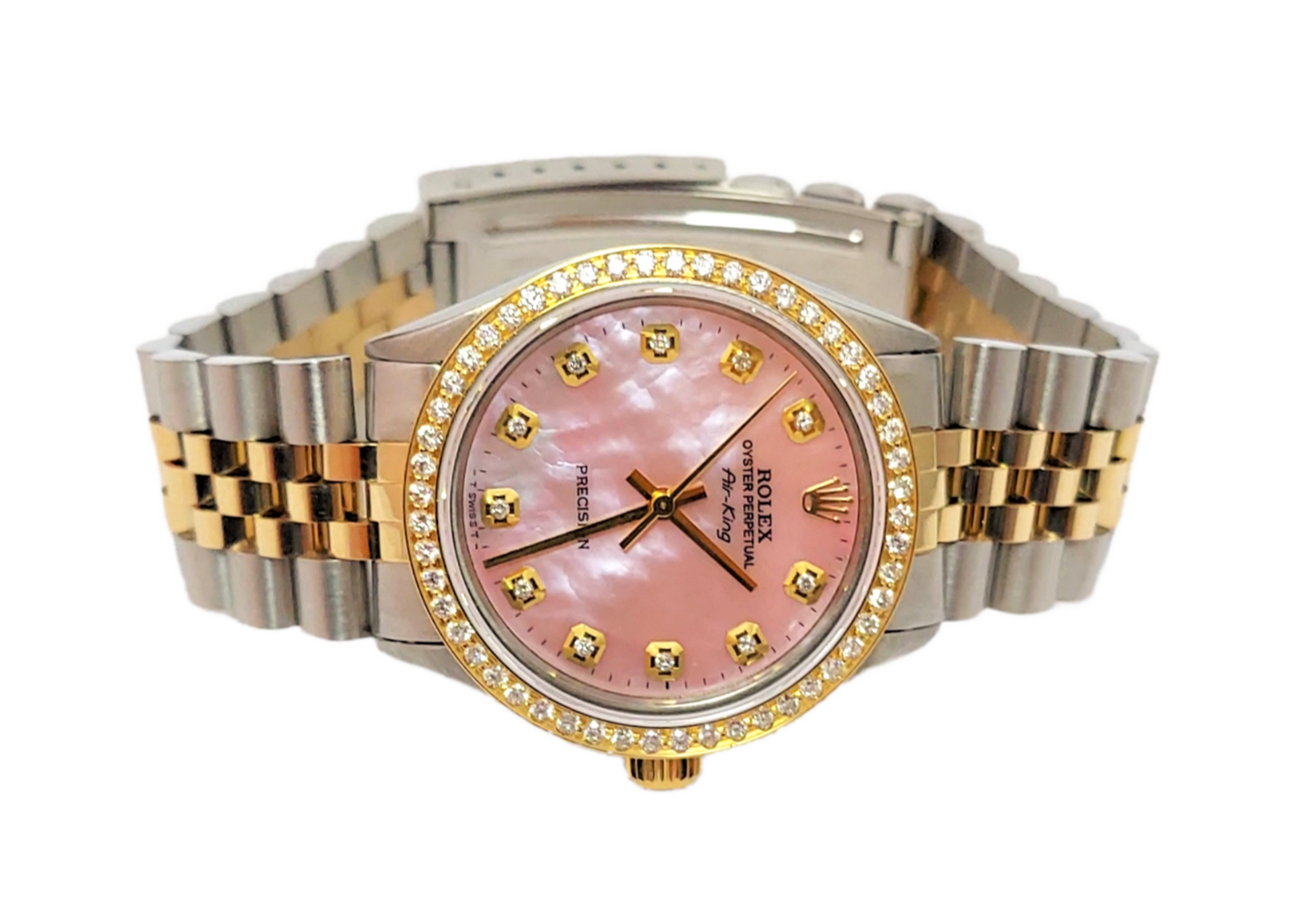 Rolex 34mm Air-King 5500 Pink Mother of Pearl Diamond jubilee