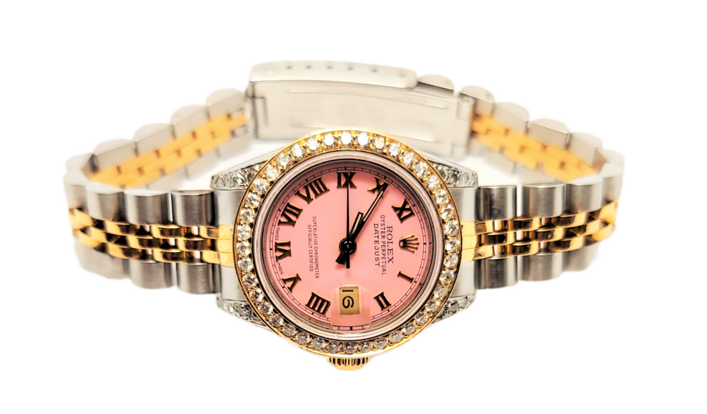Rolex Ladies 26mm Datejust 69173 Pink Roman Diamond