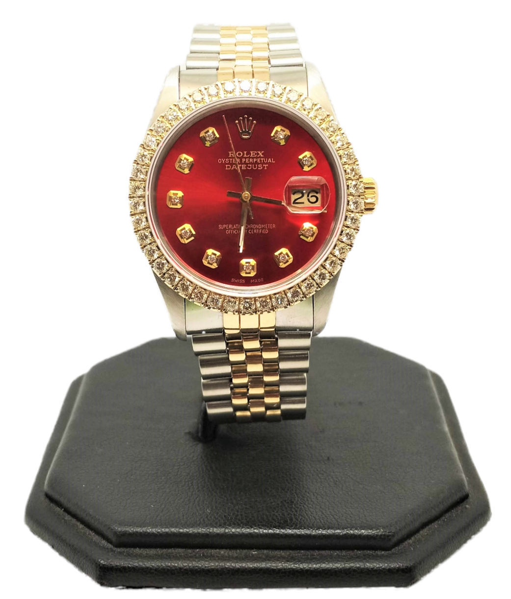 Rolex Men's 36.mm Datejust 16233 Red Diamond two tone Jubilee