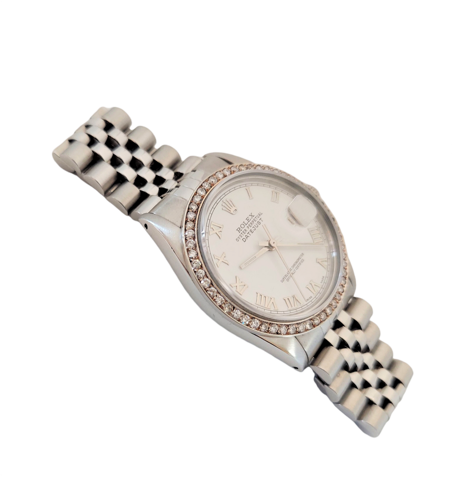 Rolex Mens 36mm Datejust 16000 White Roman Diamond jubilee