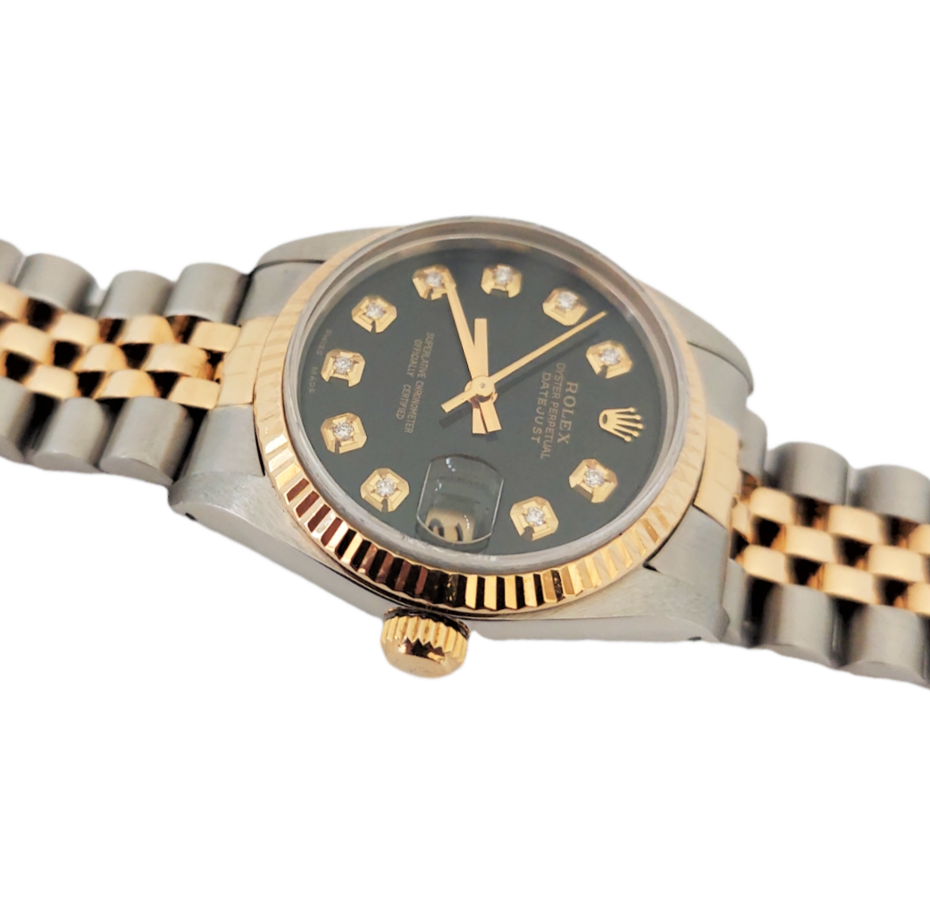 Rolex Ladies 31mm Datejust 68273 Black Diamond