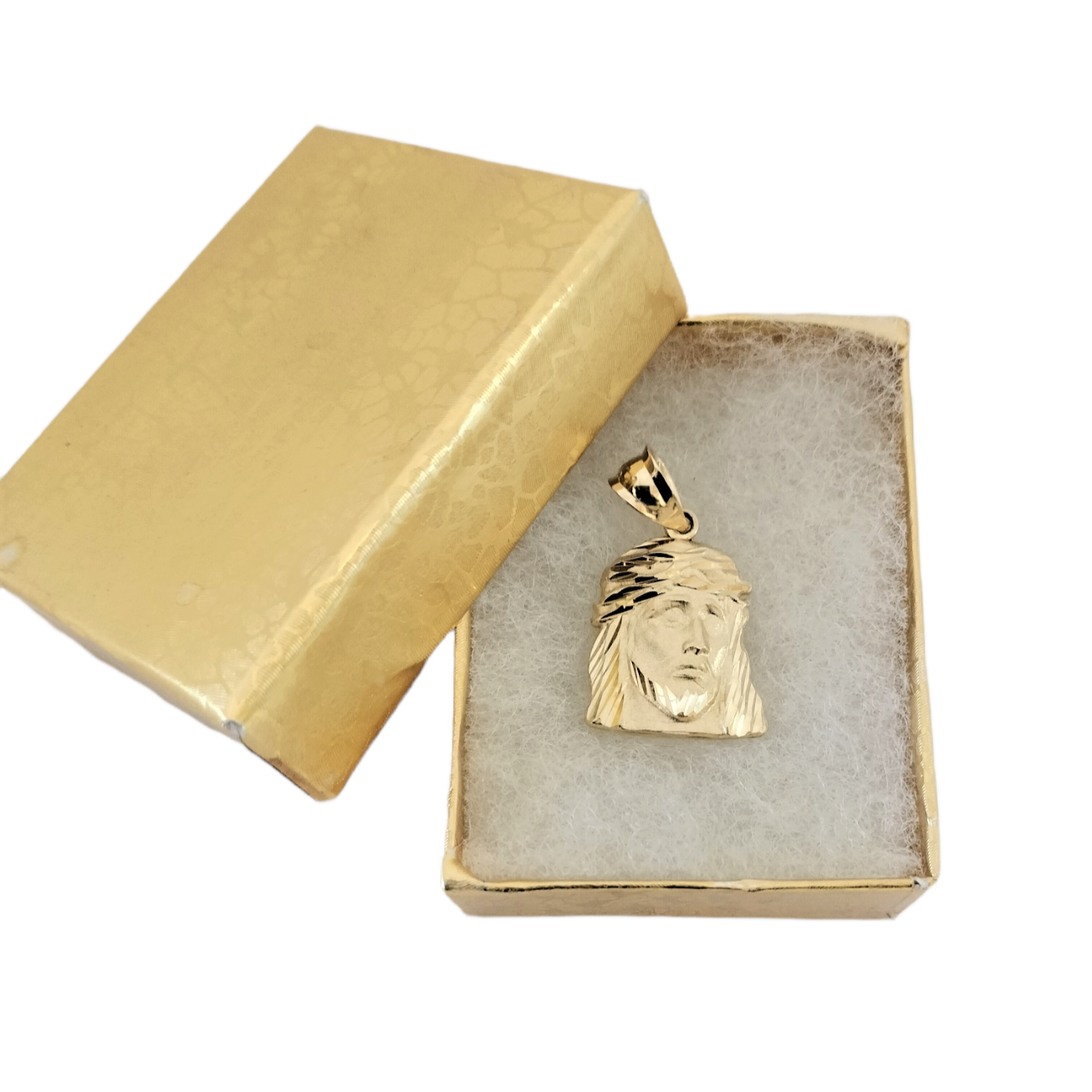 14k Yellow Gold Jesus Face Pendant