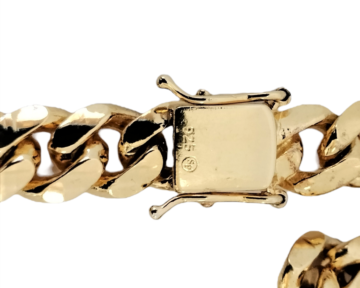 Cuban Link 925 Silver 24k Yellow Gold Plated Necklace