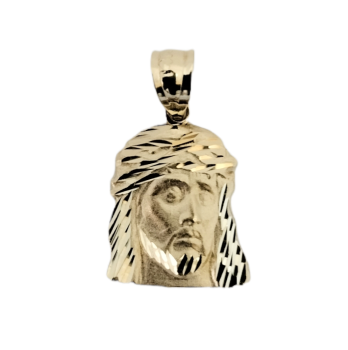 14k Yellow Gold Jesus Face Pendant