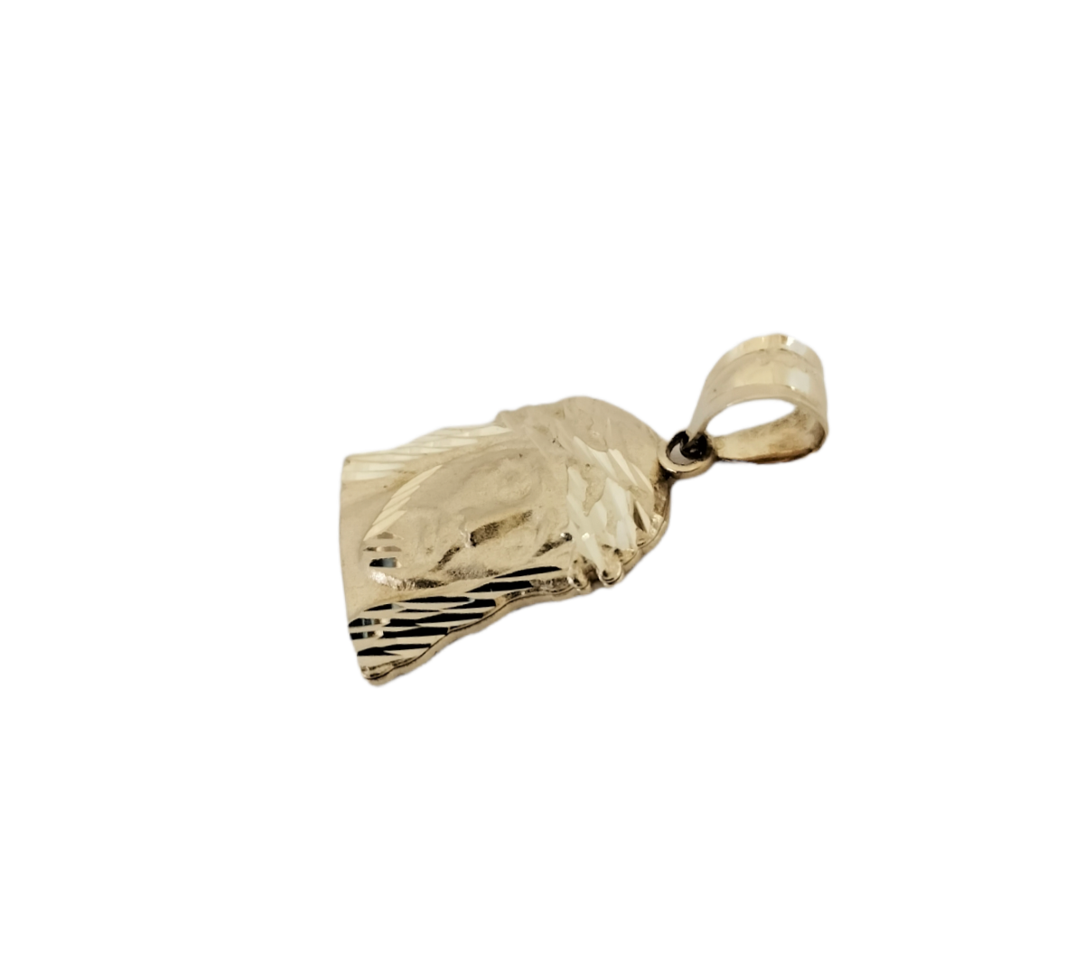 14k Yellow Gold Jesus Face Pendant