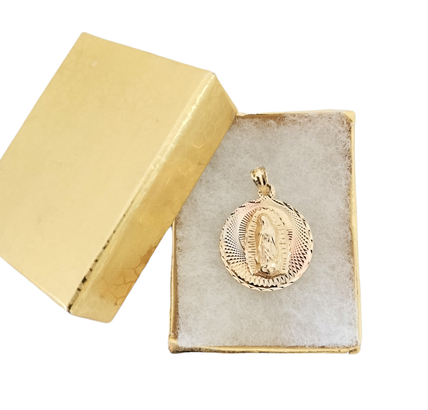 14k Yellow Gold Virgen Mary tri-tone Pendant