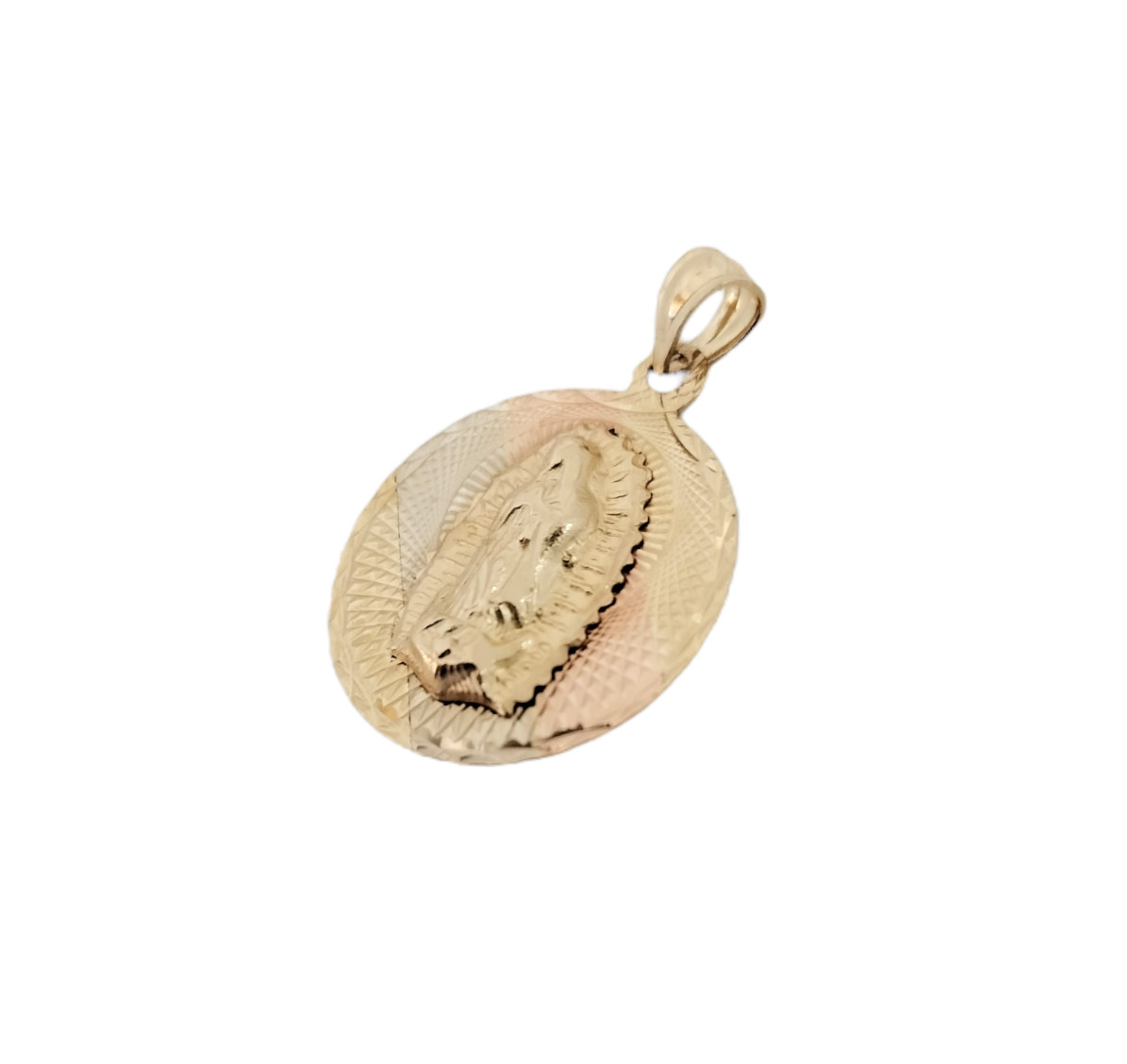 14k Yellow Gold Virgen Mary tri-tone Pendant