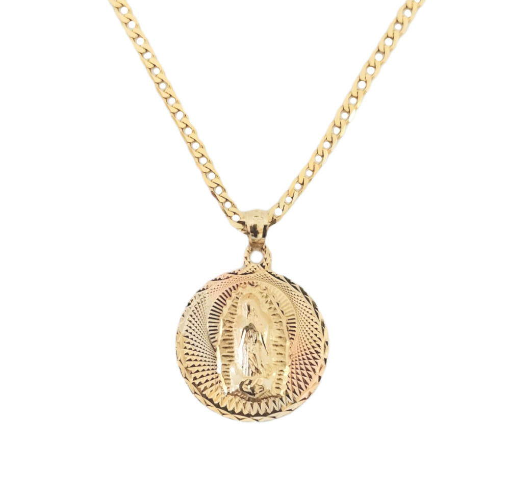 14k Yellow Gold Virgen Mary tri-tone Pendant