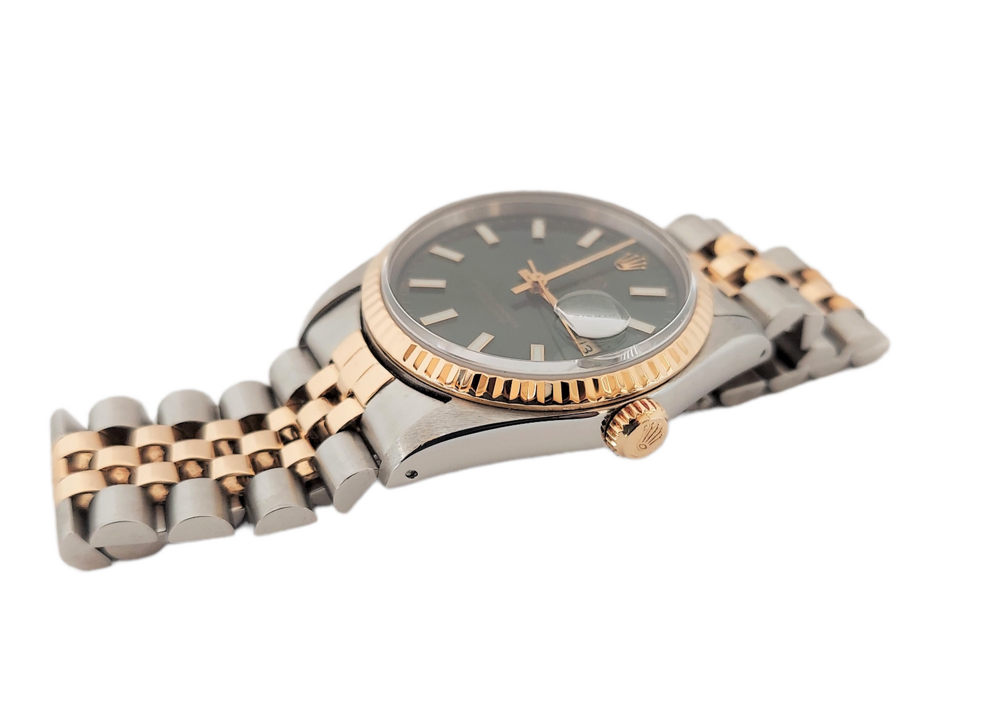 Rolex 36mm Datejust 16233 Green Stick Index Two Tone Jubilee