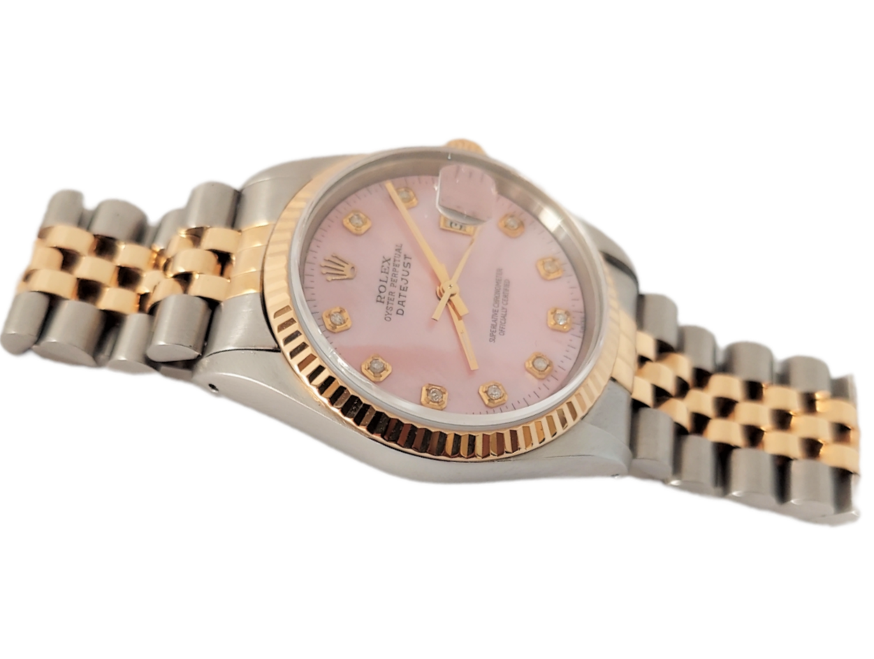 Rolex 36mm 16000 Datejust Pink MOP Diamond