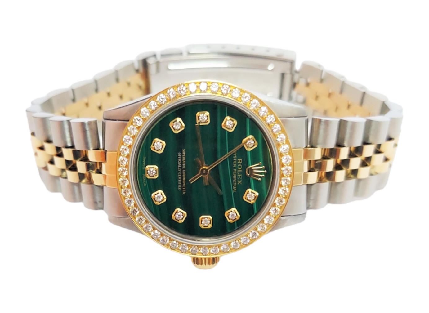 Rolex Ladies 31mm Perpetual 6551 Malachite Green Diamond
