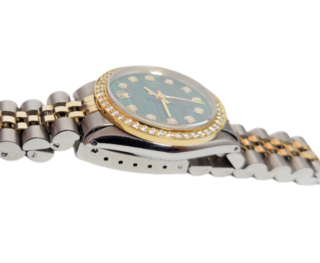 Rolex Ladies 31mm Perpetual 6551 Malachite Green Diamond