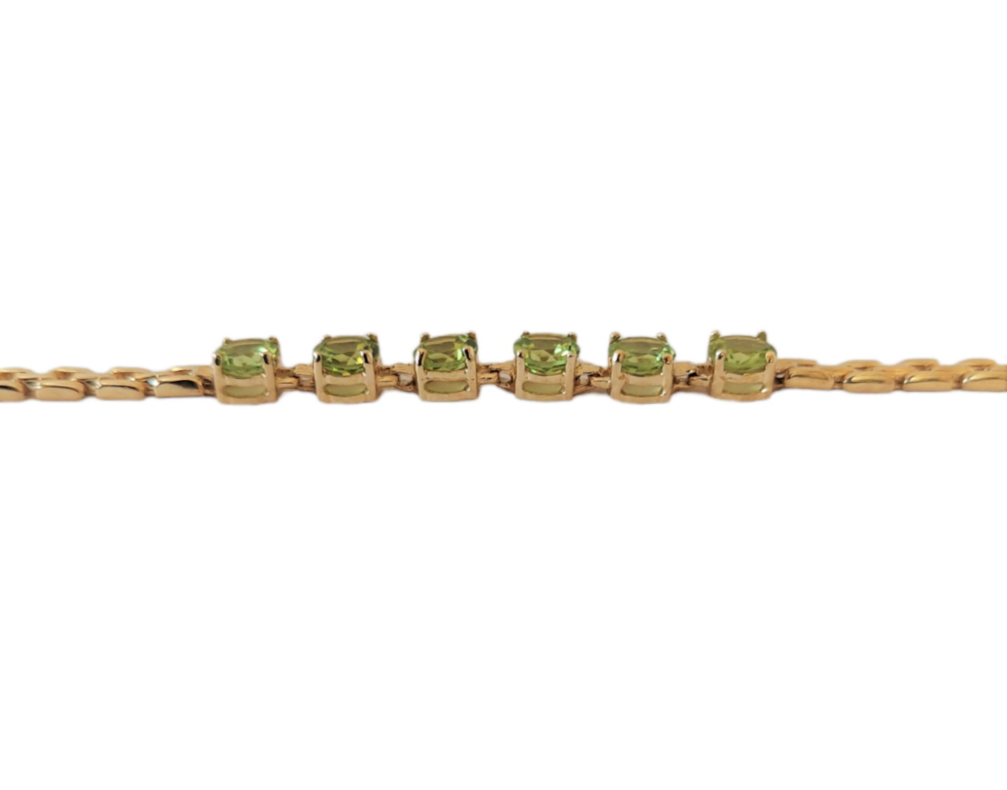 14K Yellow Gold Natural Peridot Stone Bracelet