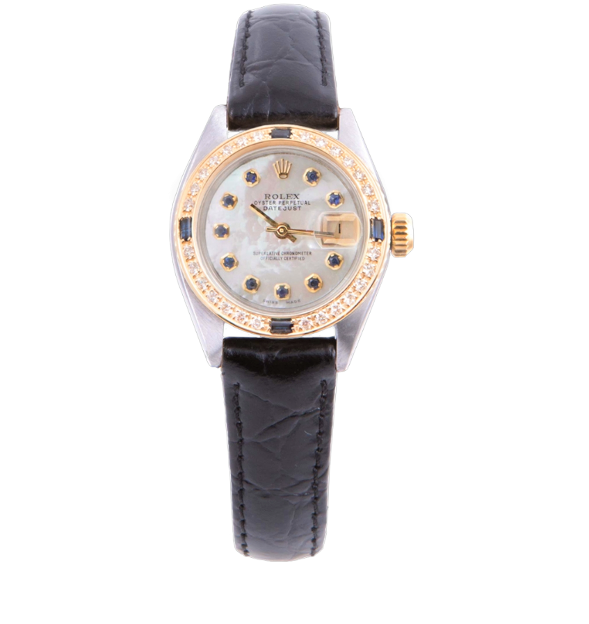 Rolex Ladies 26mm Datejust 6517 MOP Sapphire Diamond On Leather