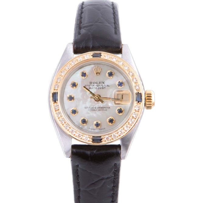 Rolex Ladies 26mm Datejust 6517 MOP Sapphire Diamond On Leather
