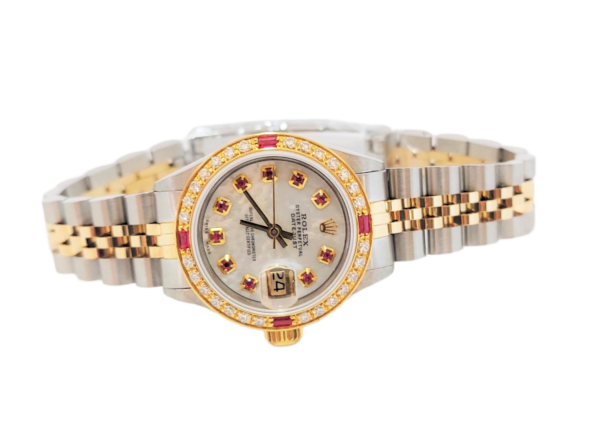 Rolex ladies 6917 Datejust 26mm MOP Diamond Ruby jubilee