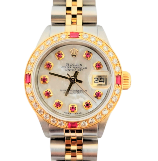 Rolex ladies 6917 Datejust 26mm MOP Diamond Ruby jubilee