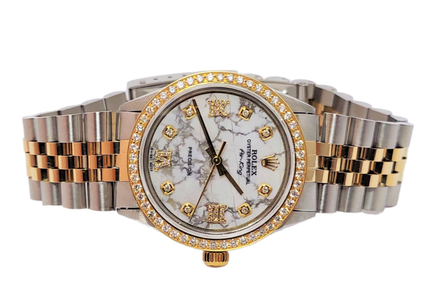 Rolex 34mm Air-king 5500 Marble roman diamond Two Tone jubilee