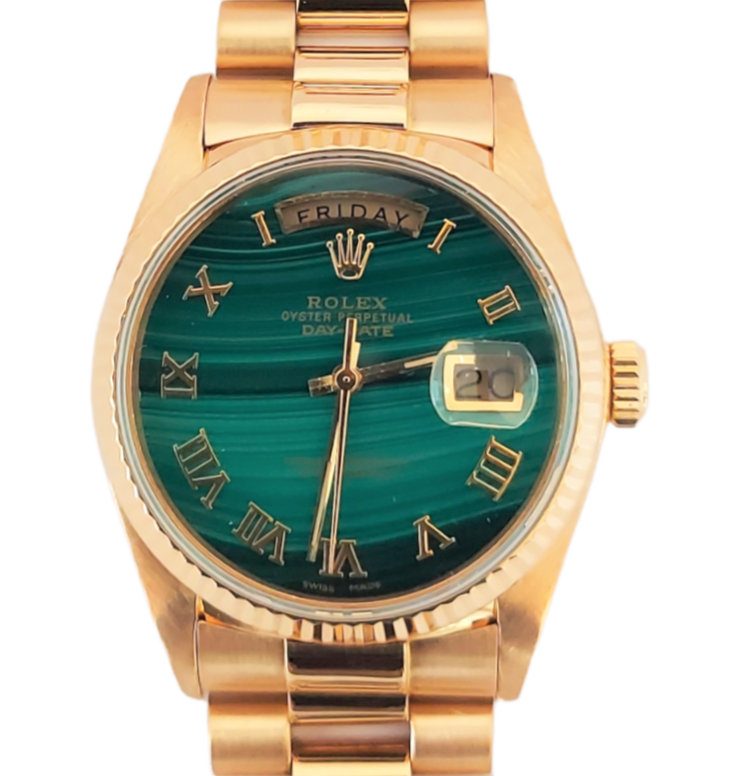 Rolex Day-Date 36mm President Malachite Roman 18k Gold