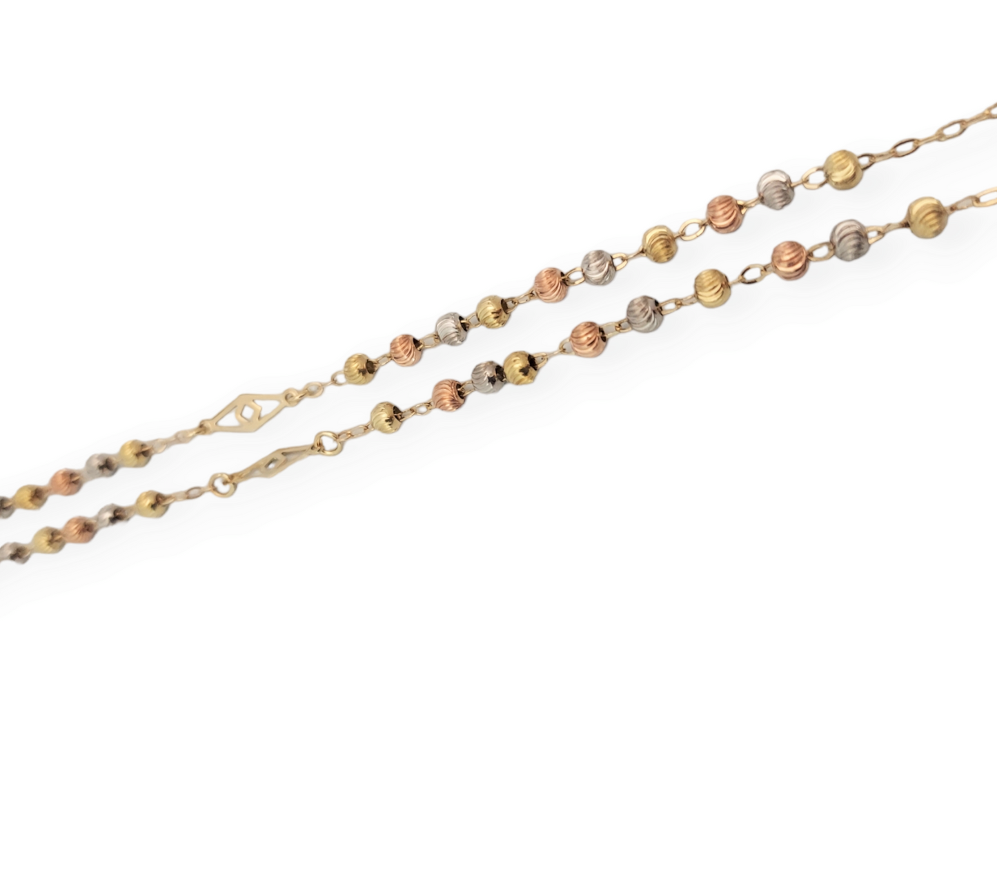 14k Yellow Gold Unisex Tri-Tone Rosary