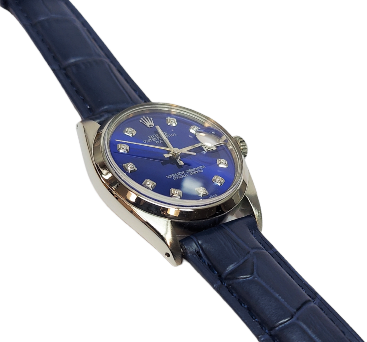 Rolex 34mm 1500 Date Blue Diamond on Leather