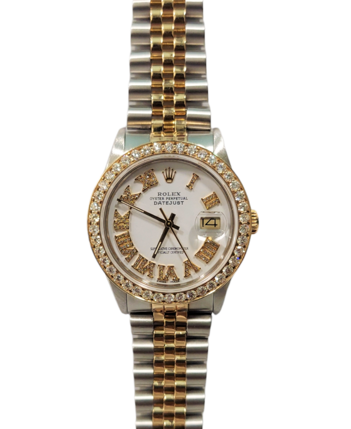 Rolex 36mm Datejust 16233 2.10CT Diamond White Roman jubilee