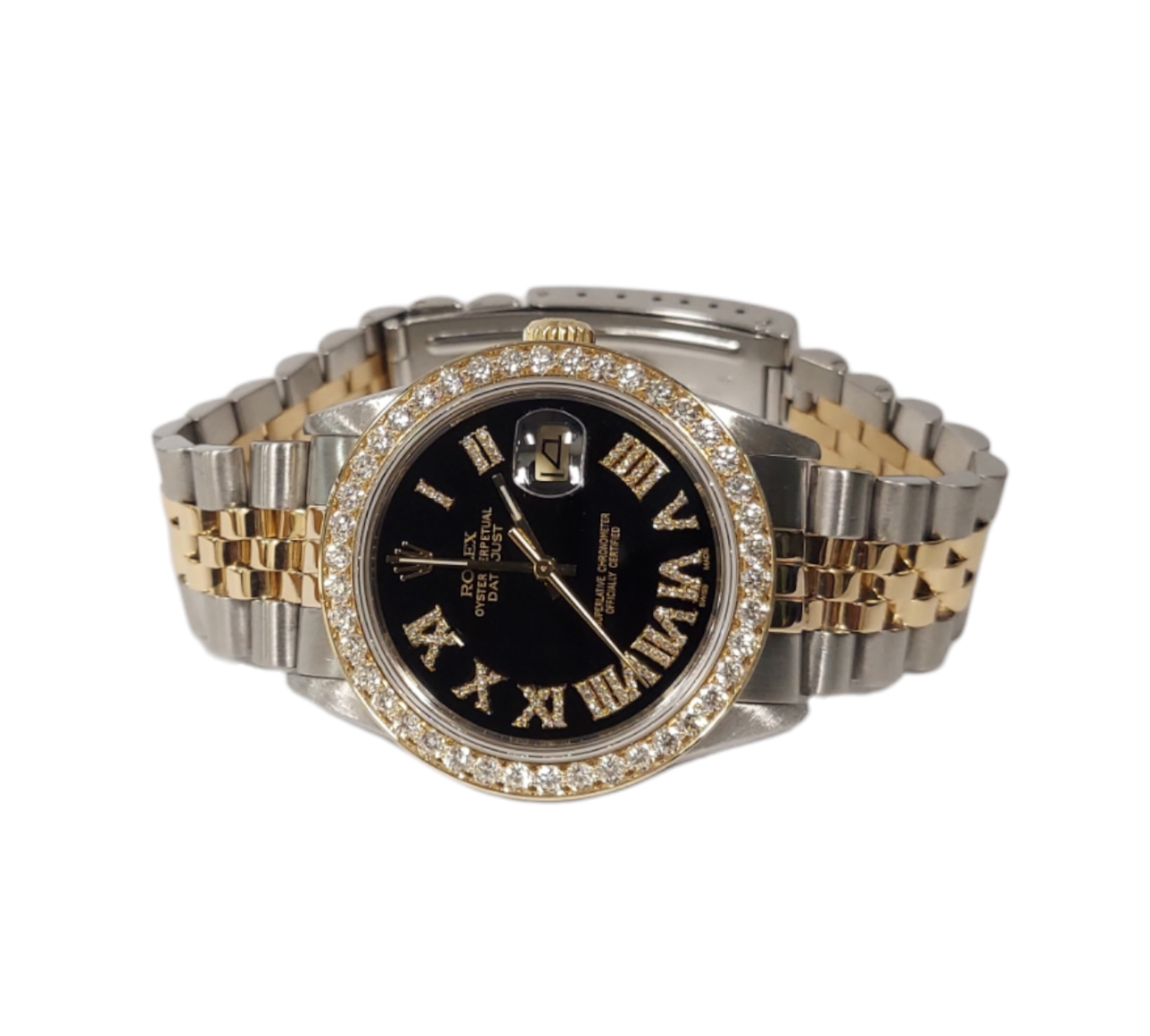 Rolex 16013 Datejust 36mm 2.10CT Diamond black Roman Jubilee