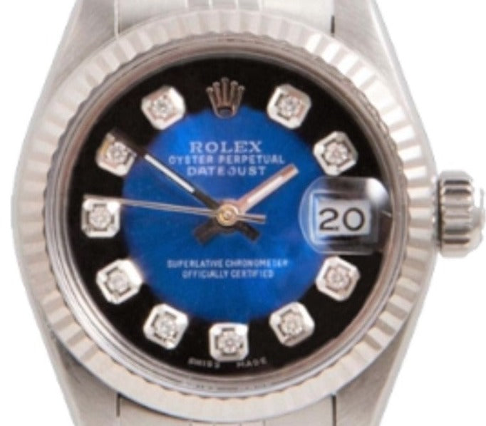 Rolex Ladies 26mm Datejust 6916 Blue Diamond Fluted
