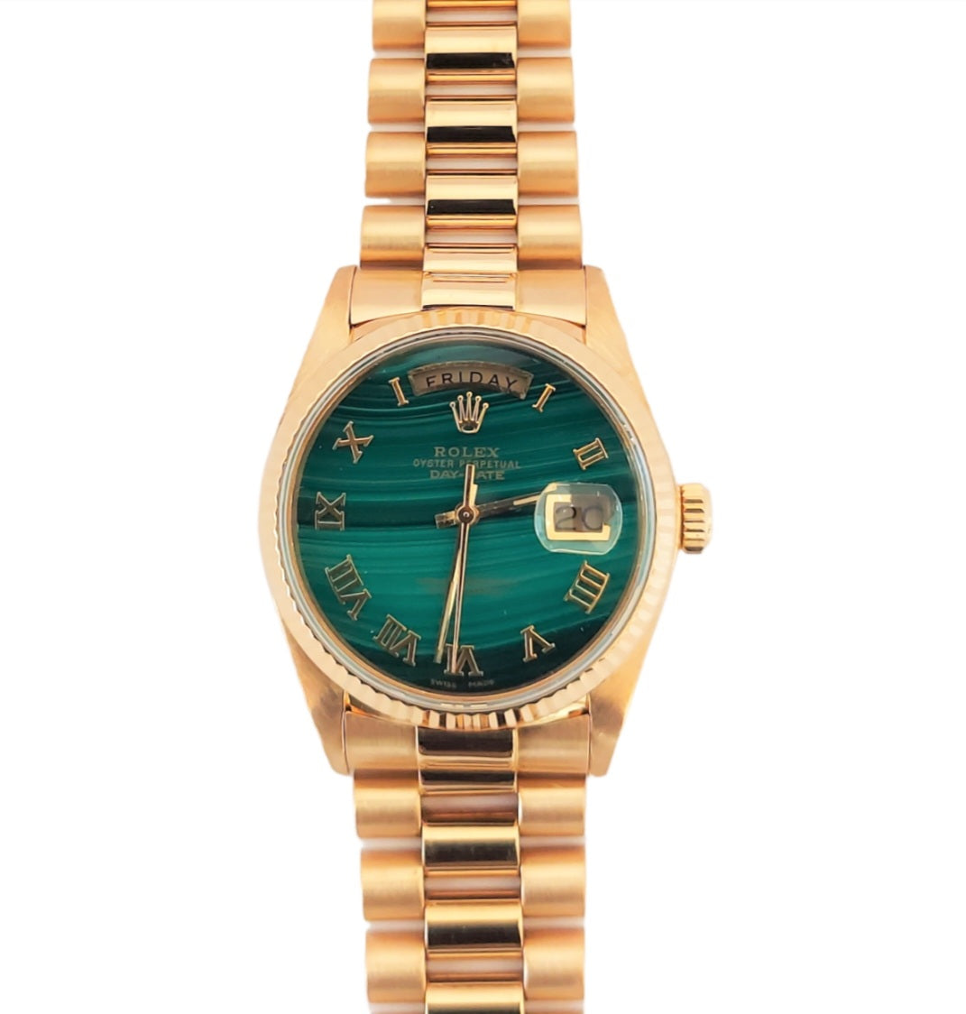 Rolex Day-Date 36mm President Malachite Roman 18k Gold