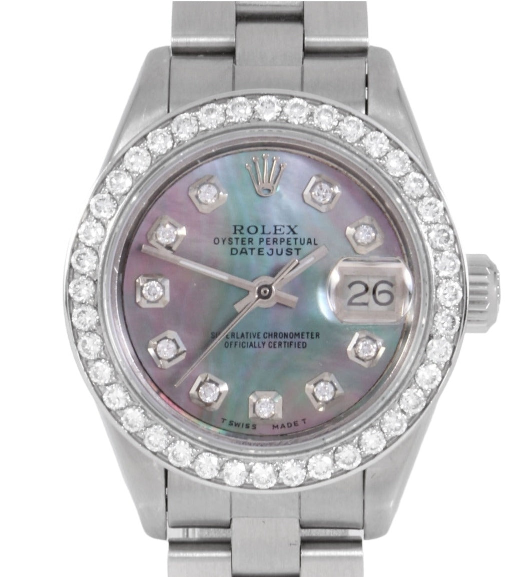 Rolex Ladies 26mm Datejust 6919 Black MOP diamond Oyster