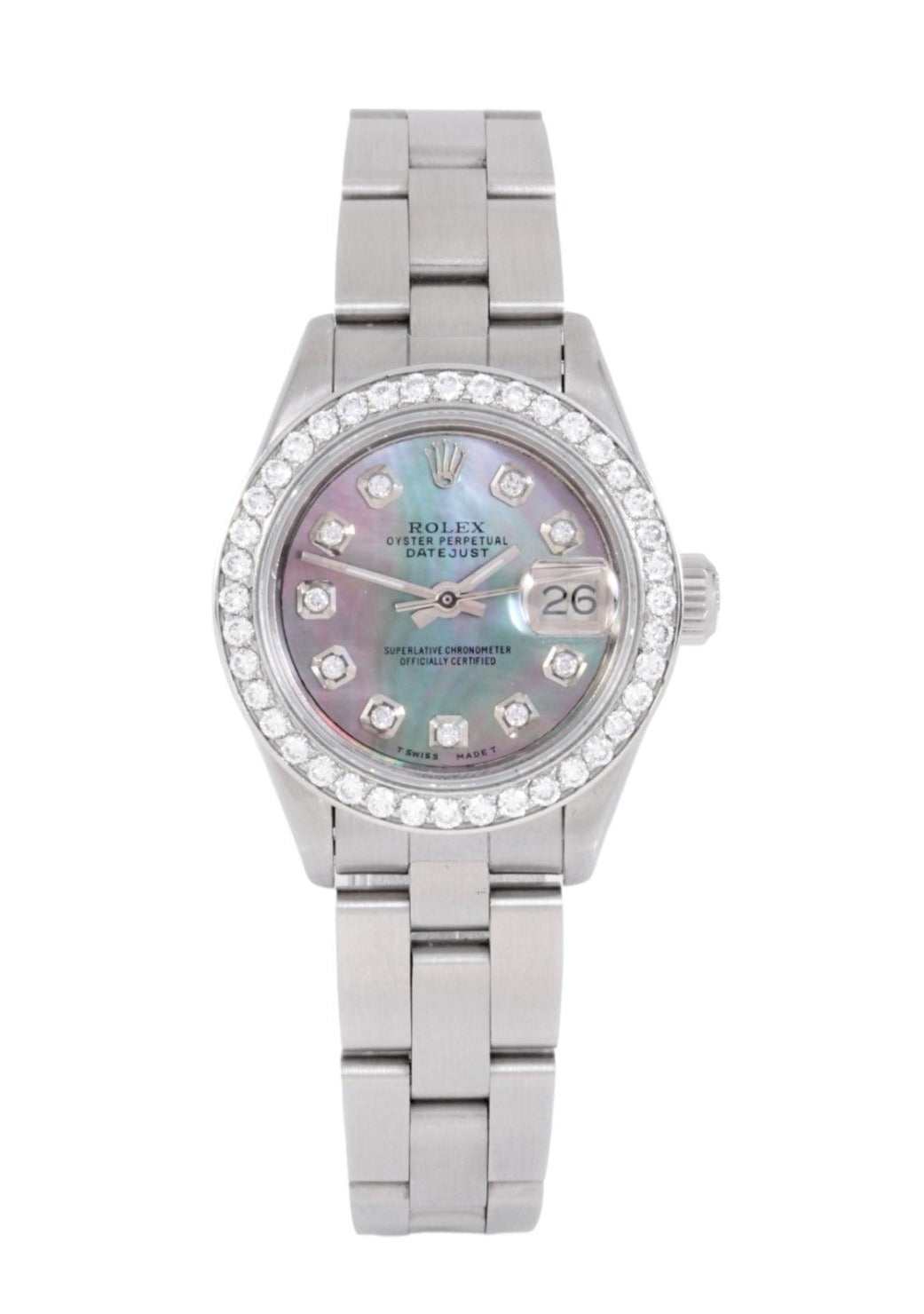 Rolex Ladies 26mm Datejust 6919 Black MOP diamond Oyster