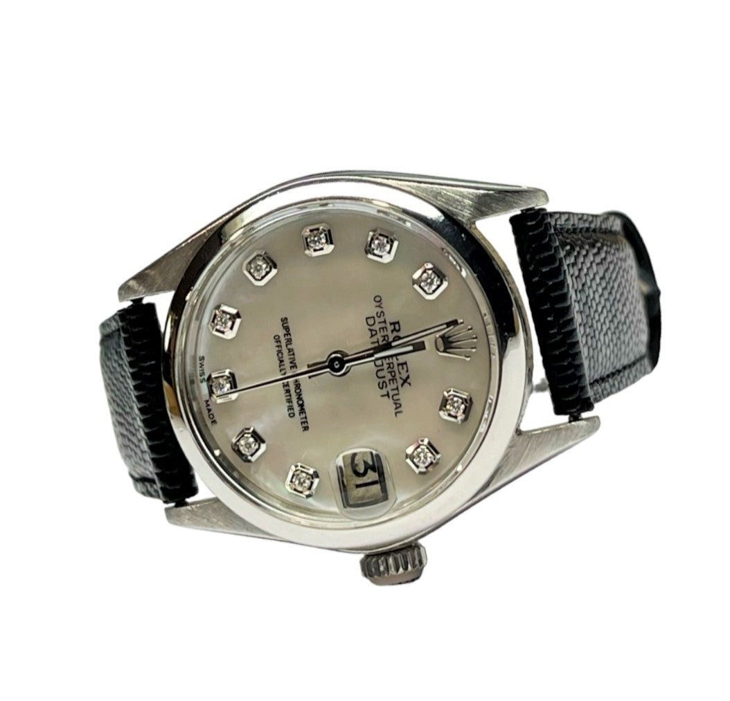 Rolex Ladies 31mm Datejust 6694 Mother of pearl diamond on leather