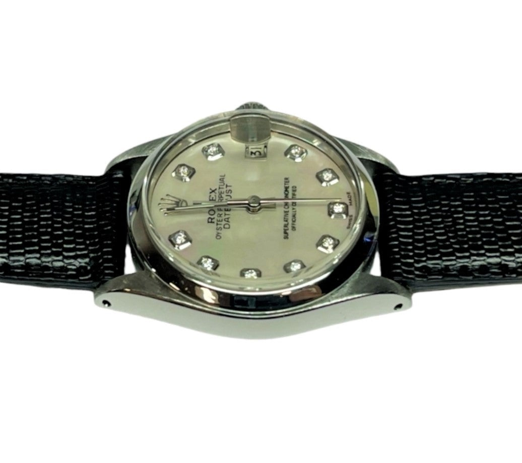 Rolex Ladies 31mm Datejust 6694 Mother of pearl diamond on leather