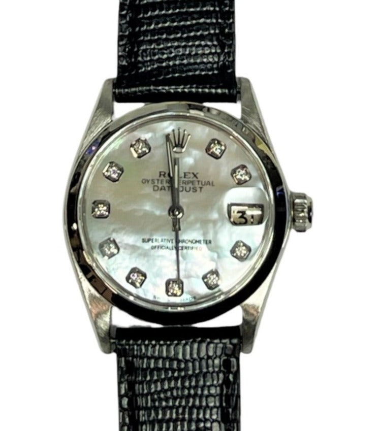 Rolex Ladies 31mm Datejust 6694 Mother of pearl diamond on leather