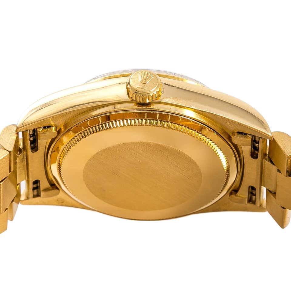 Rolex mens president 18038 (day-date) 18k yellow gold black stick dial - Luxury Diaz