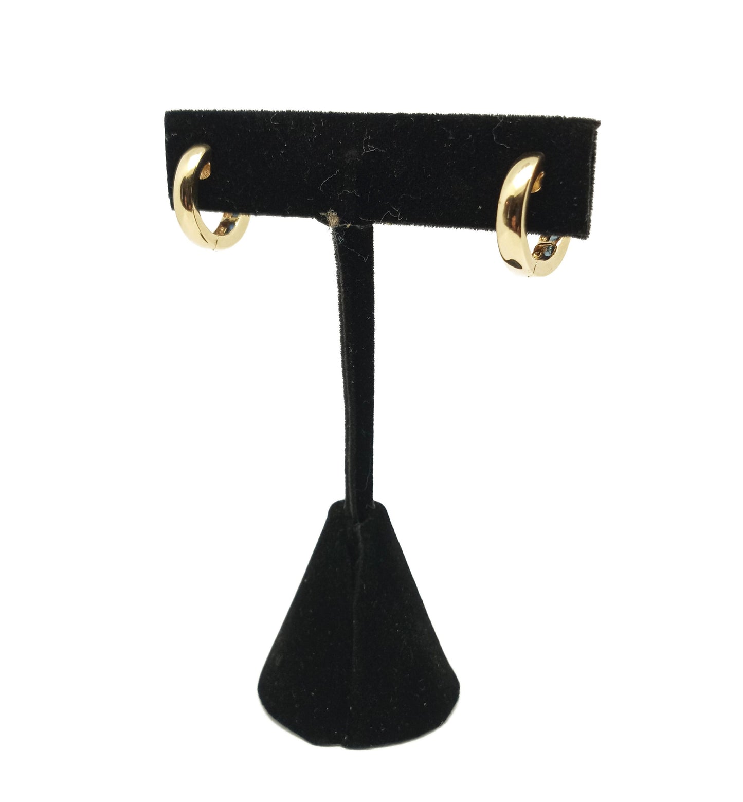 14K Yellow Gold Sapphire Hoop Earrings