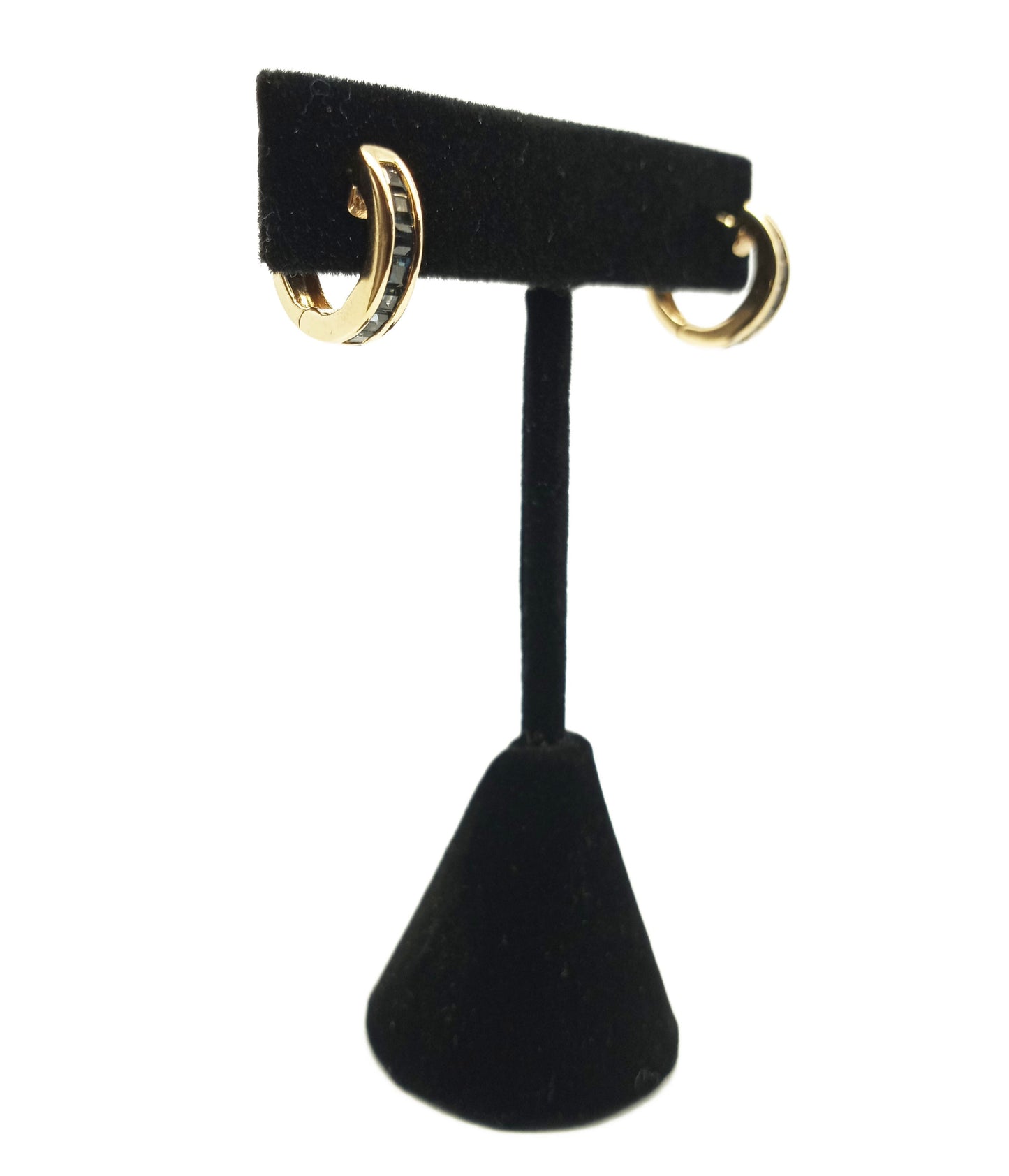 14K Yellow Gold Sapphire Hoop Earrings