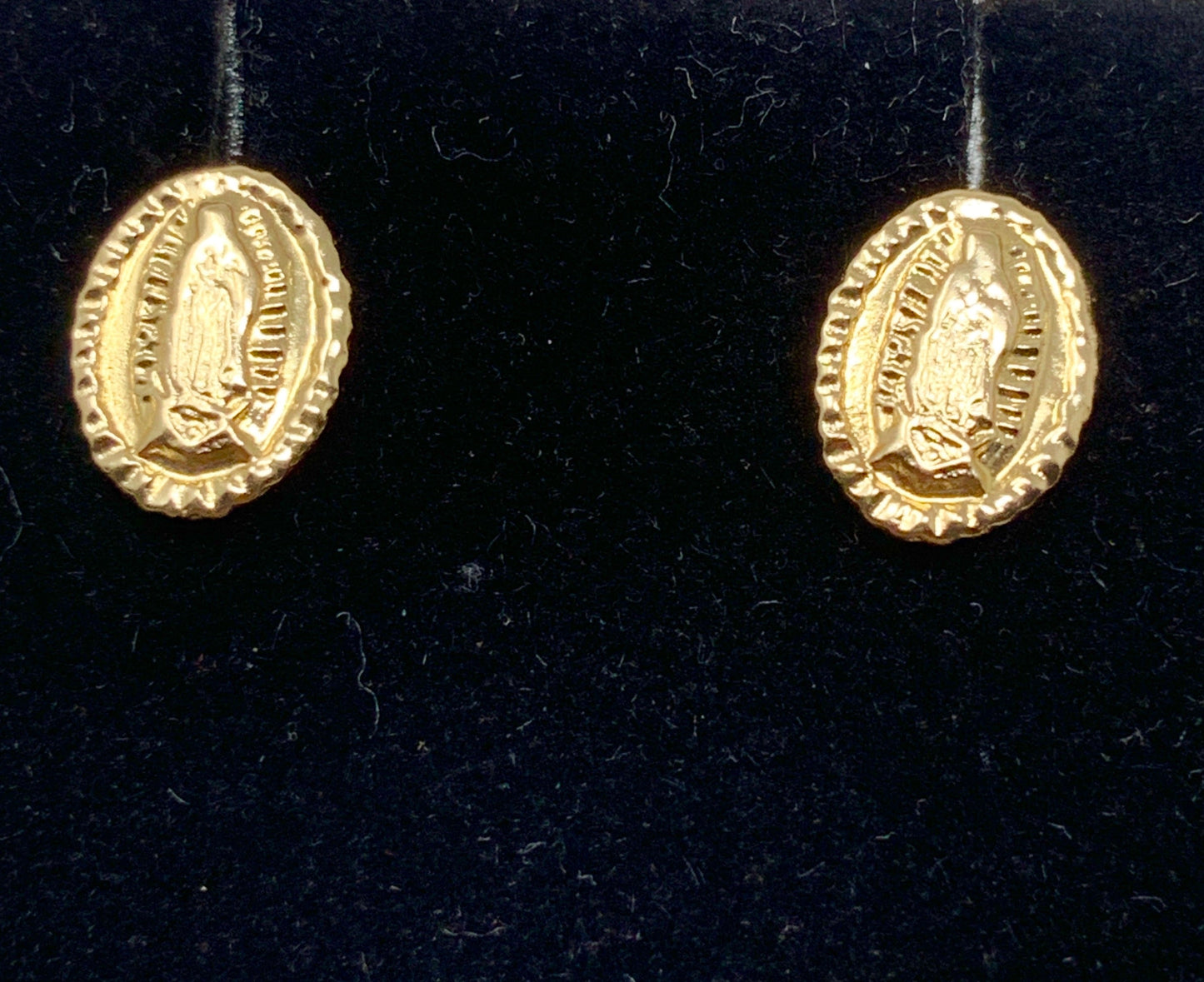 14K Yellow gold Virgen de Guadalupe stud earrings