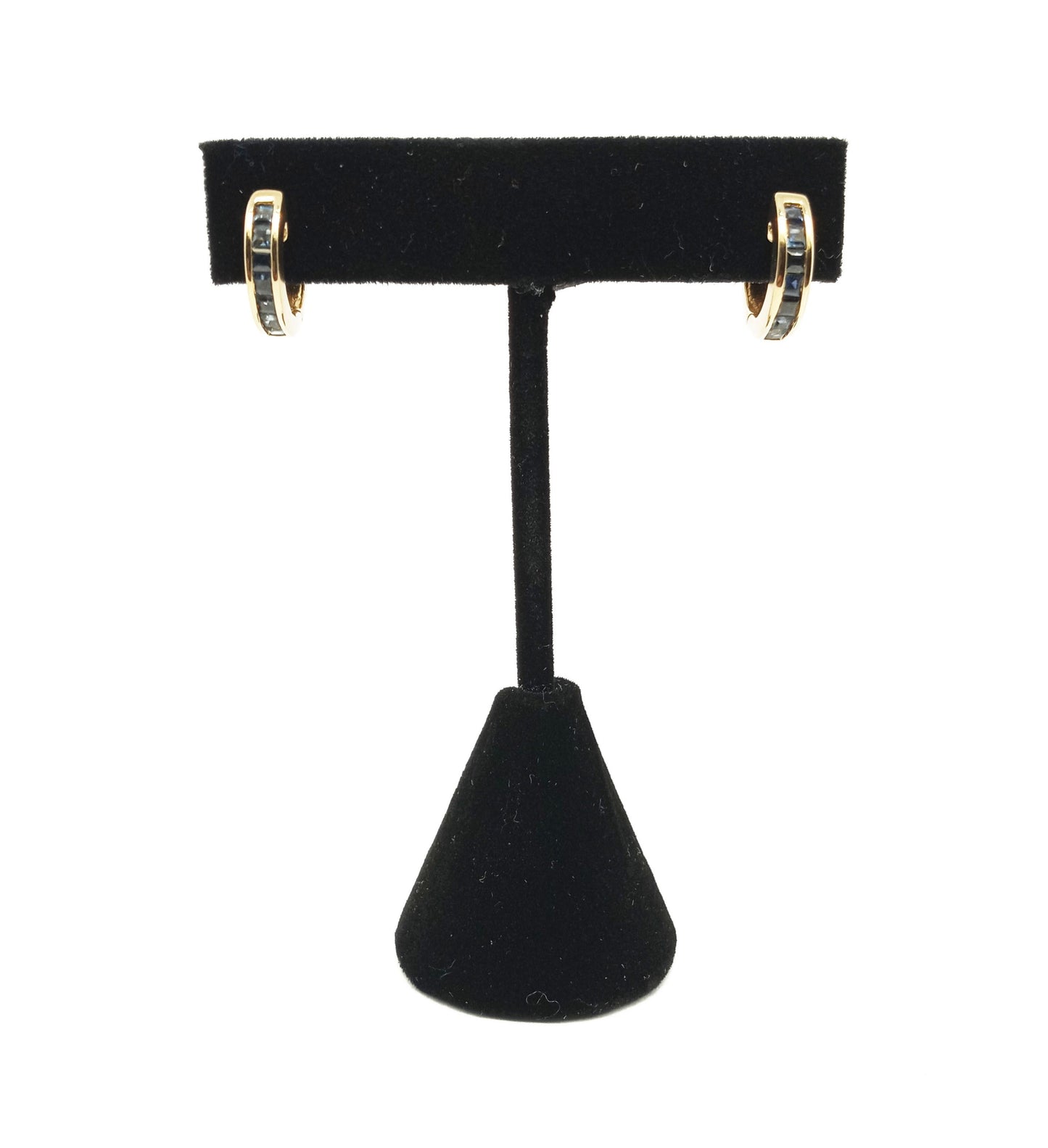 14K Yellow Gold Sapphire Hoop Earrings