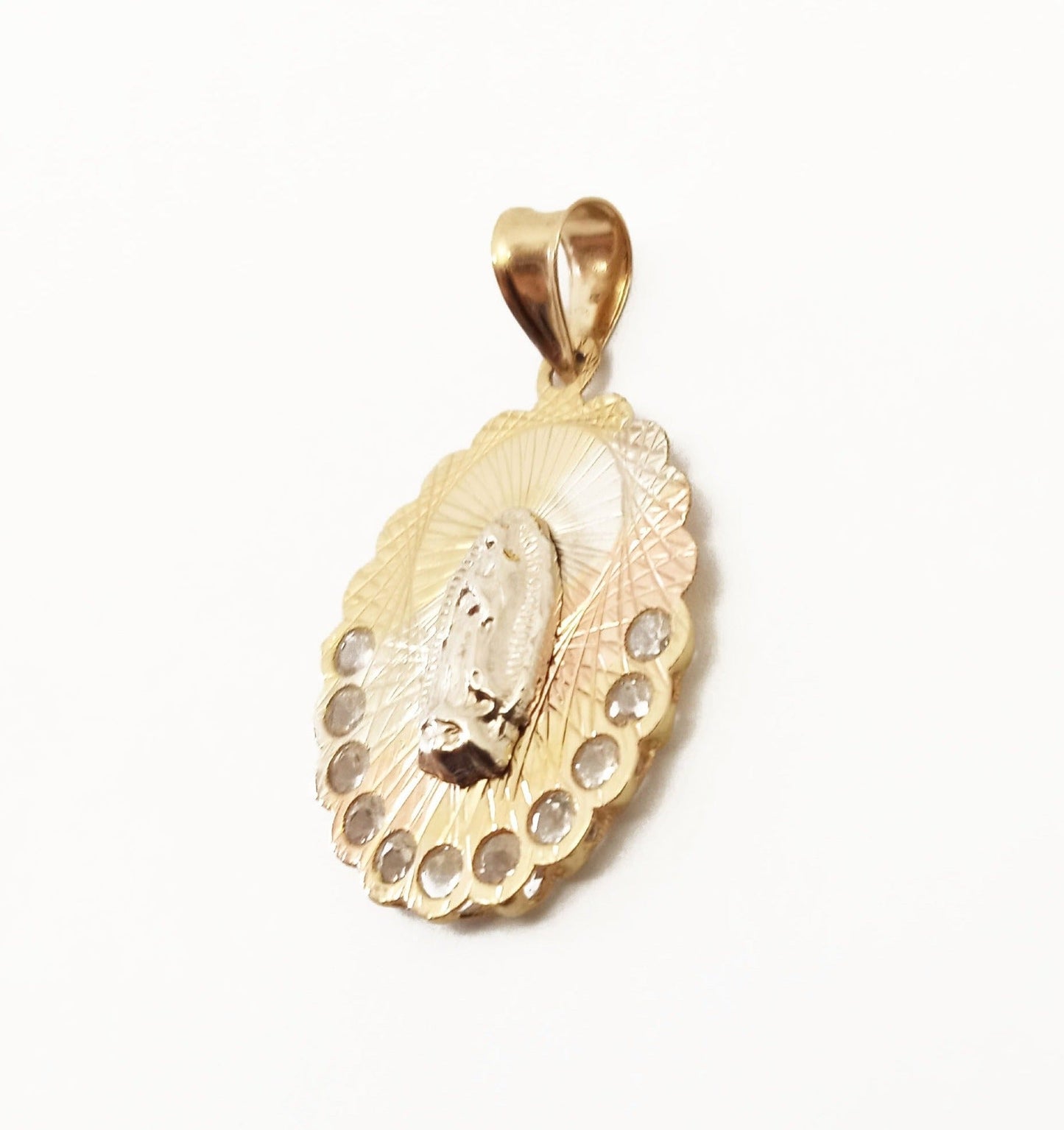 14K Yellow Gold Tri-Tone ZC Virgen Pendant