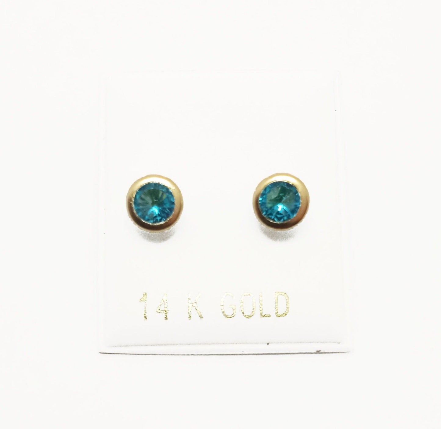 14K Yellow gold ZC Aquamarine stud earrings