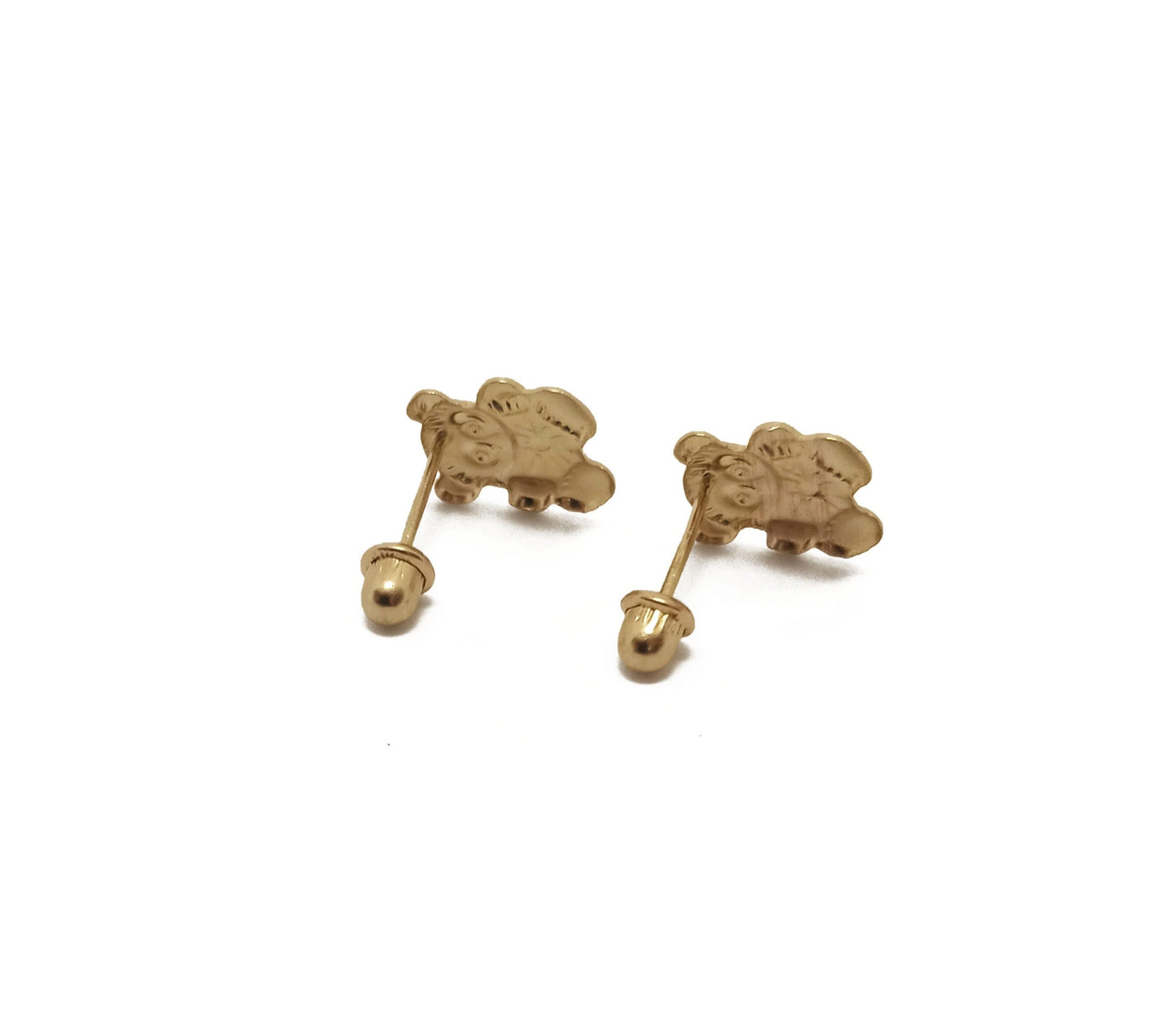 14K Yellow Gold Baby Bear Stud Earrings