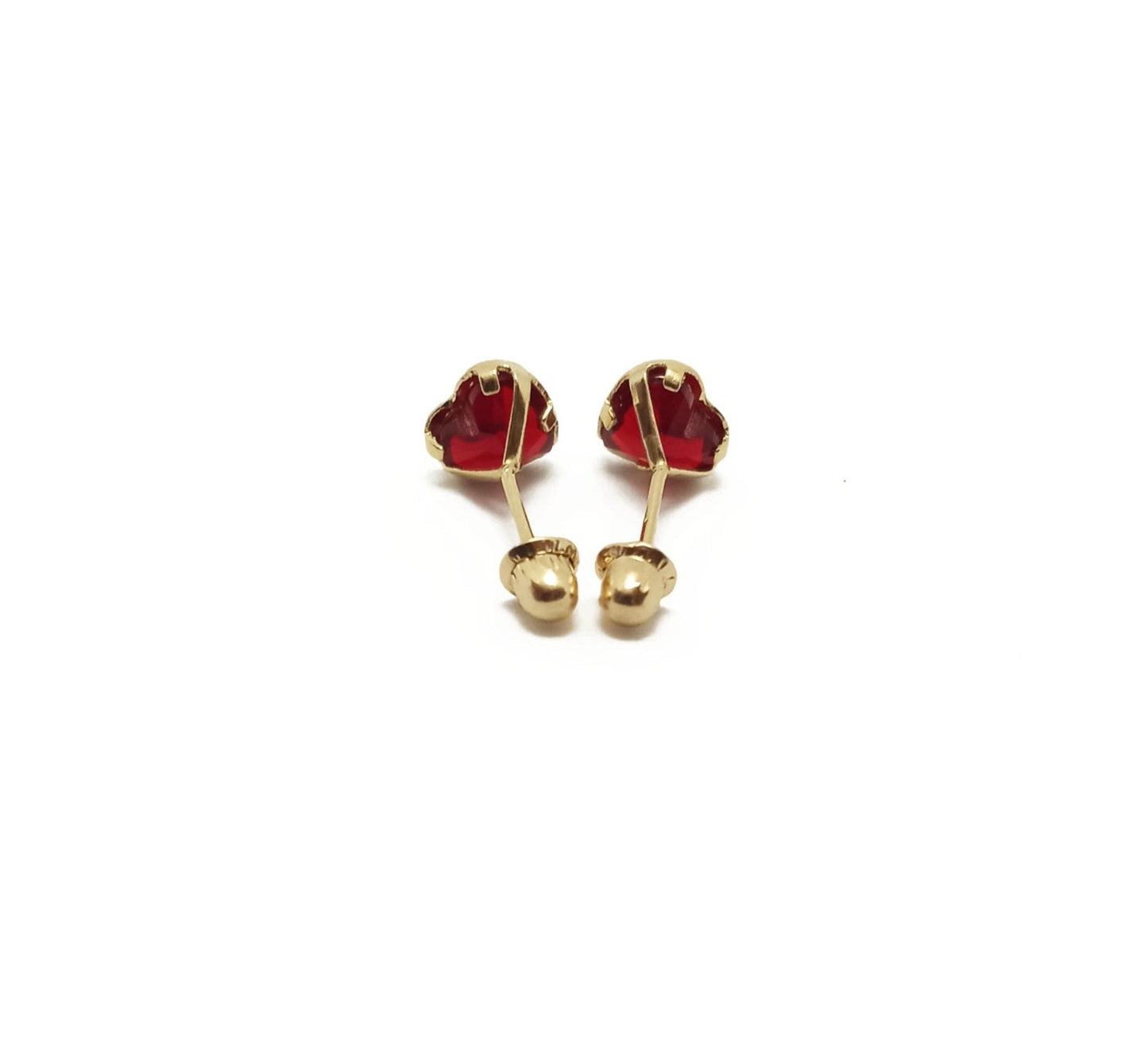 14K Yellow gold ruby ZC heart stud pendant
