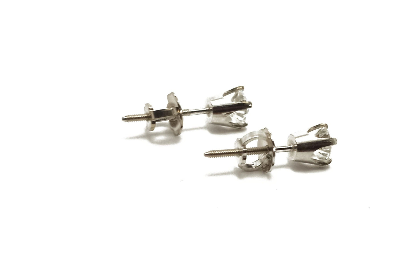 14K White Gold Diamond Stud Earrings