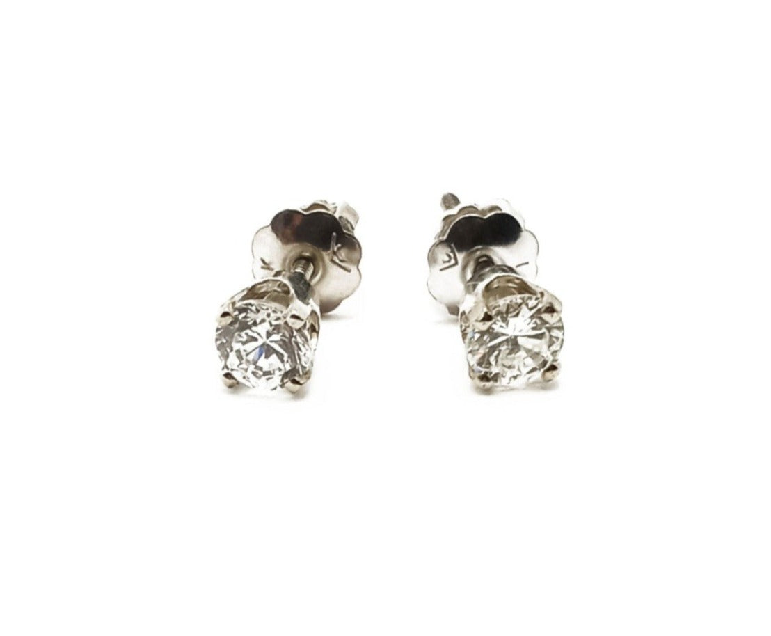 14K White Gold Diamond Stud Earrings