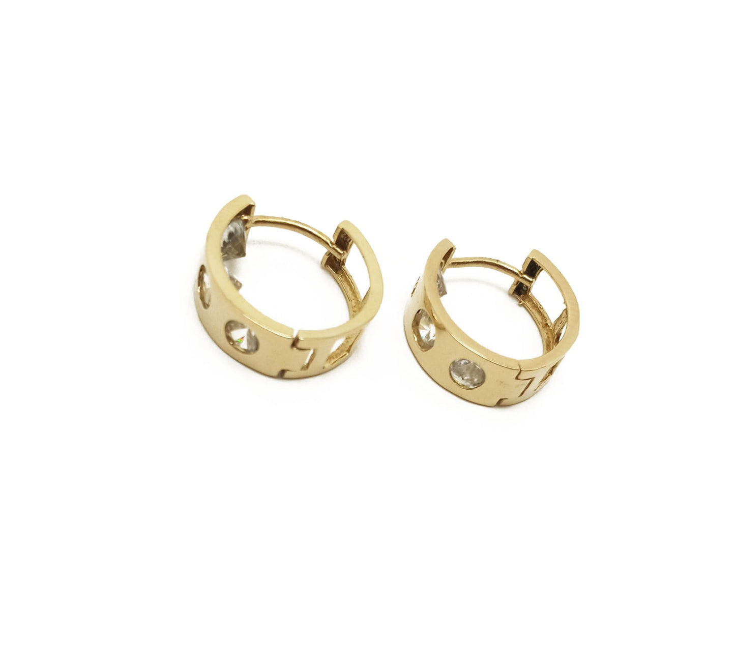 14K Yellow Gold ZC Hoop Earrings