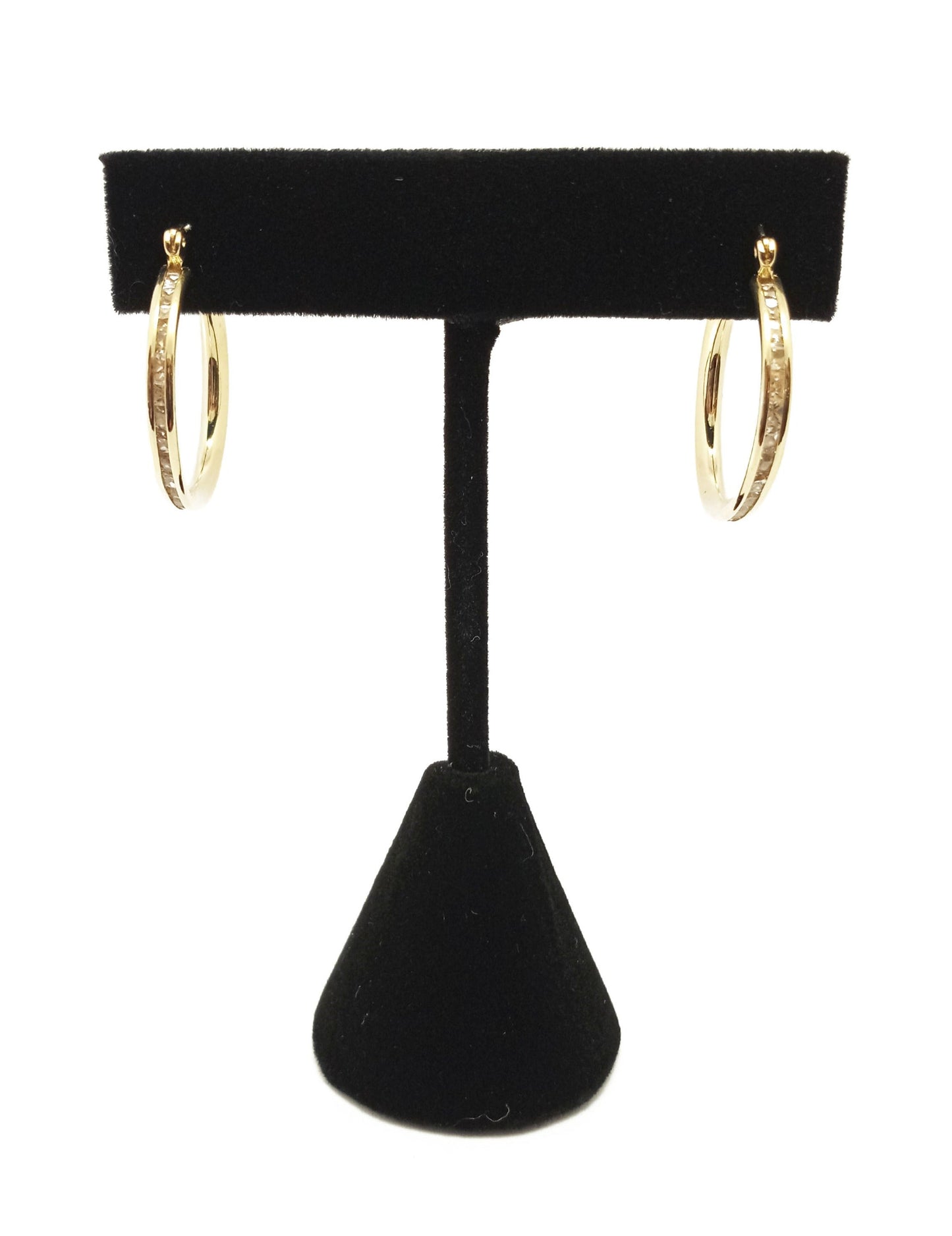 14K Yellow Gold Diamond Hoop Earrings