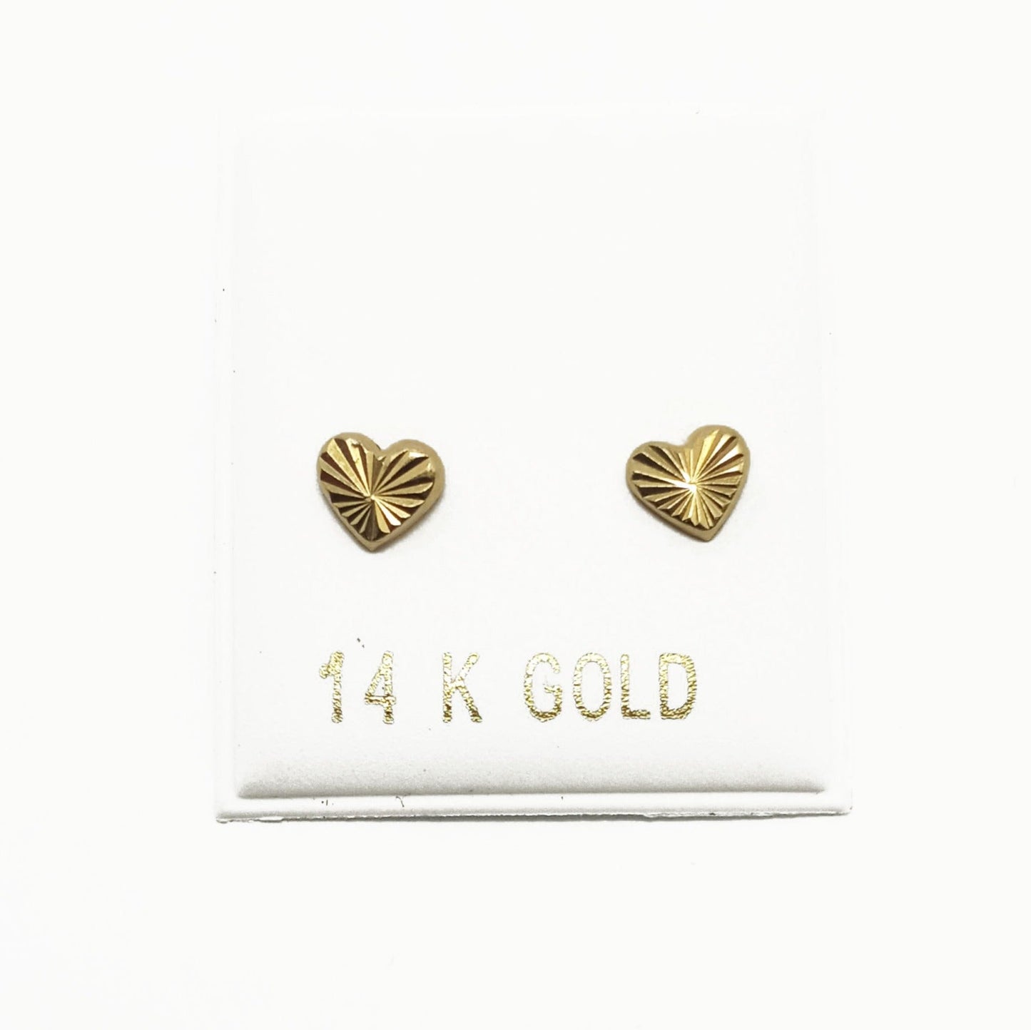 14K Yellow gold heart stud earrings