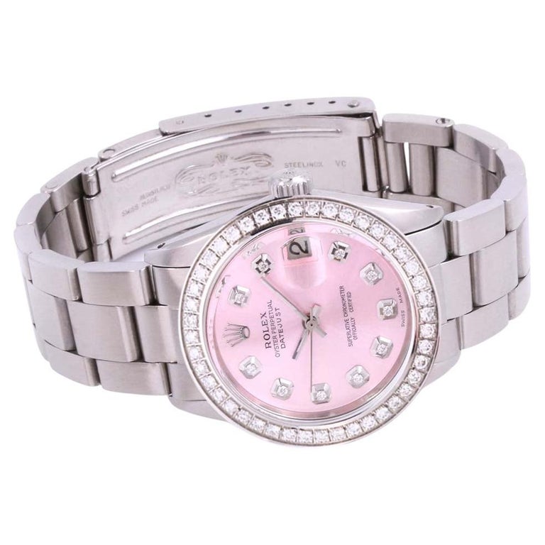 Rolex Ladies 31mm Datejust 6824 Pink Diamond Oyster Steel